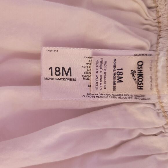 Oshkosh B'Gosh Dress Girls 12M Overall Denim White Eyelet Jumper Cute Preppy - Picture 6 of 6